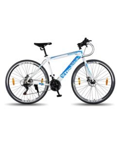 Vaux Swifter-Pro Hybrid Bike ||27.5 Inch Wheel Size || For Adults || 21 Speed Gear With Dual Disc Brake || Adjustable Seat || White