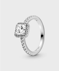 PANDORA Square Sparkle Halo Ring