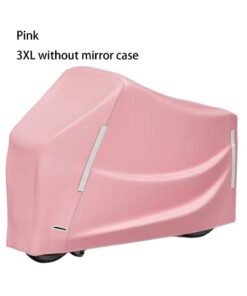 Pink Bicycle Cover Waterproof Outdoor Bicycle Rain Cover Reflective Strips With Keyhole Storage Pocket（3XL ）