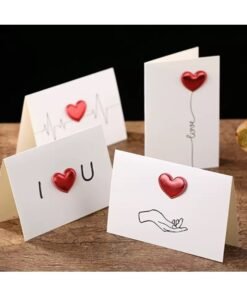 4PCS DIY Valentine’s Day Greeting Cards Set with Envelopes – Heart Design Love Cards for Anniversary, Wedding, Romantic Gifts
