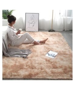 COMFY SOFT & FLUFFY TIE & DYE ANTI SKID BEDROOM/LIVING ROOM CARPET 160 X 210 CM CREAM 1