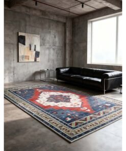 Noon East Carpet Rug Anti-Slip-  Size- 153 x 214 cm - 5x7 ft | Royal Heritage Design | Color- Navy Blue| Ideal as Carpets for Living room, Bedroom, Office, Entry hallways, Foyers or balcony