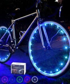 DAWAY A01 LED Bike Wheel Lights (2 Tires, Blue) - Bright Bicycle Spoke Lights, 2 Modes, Waterproof Safety Bike Tire Lights, Fun Night Riding Accessories, with Batteries for Kids & Adults
