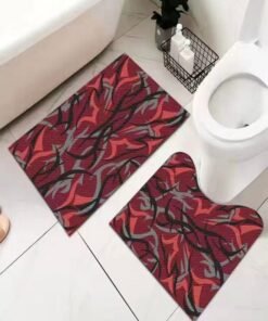 fashionhome 2 Pieces Modern Style Unique Design Luxury Water Absorbent Non-slip Bath Mat