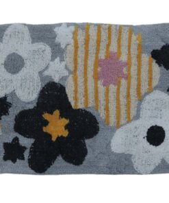 Ambrosia Garden Tufted Cotton Bathmat with anti skid spray backing – 50 x 80 cm Blue