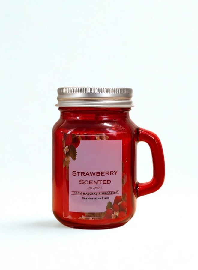 Feelings Strawberry Scented Candle in Glass Mason Jar - Aromatherapy Gift for Valentine’s Day & Relaxation