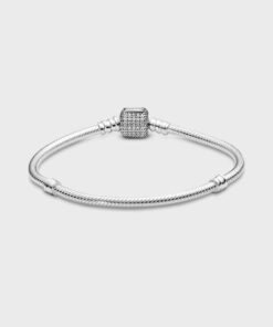 PANDORA Moments Sparkling Pavé & Snake Chain Bracelet