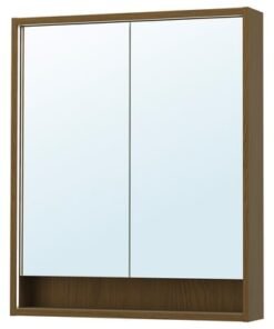 Mirror cabinet w built-in lighting, brown oak effect, 80x15x95 cm