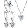 Happy D Heart-shaped cubic zirconia jewelry set - a romantic set of necklace, ring, and earrings suitable for anniversary and Valentine's Day gifts - elegant, sexy, and durable accessories for her.