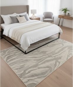 Noon East Carpet Rug Plaza Ripple Design Dark Grey | Size - 160x230 cm - 5x7.5 ft  | For Medium Sized Family room, Bedroom with queen beds, 4-6 seater Dinning area, Entry hallways & Foyers
