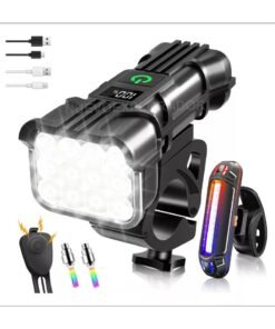 Bike Light,High Lumens Super Bright Bicycle Light,12 LED 9000 Lumen Bicycle Light Front, USB Rechargeable LED Headlight and Smart Taillight for Adults Kids Mountain Road BMX Cycling