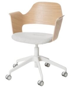 Conference chair with castors, white stained oak veneer/Gunnared beige
