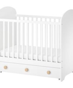Cot with drawer, white, 60x120 cm
