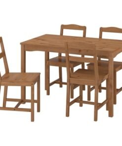 Table and 4 chairs, antique stain pine