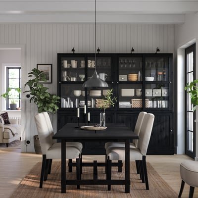 Glass-door cabinet, black, 121x35x123 cm - Image 2