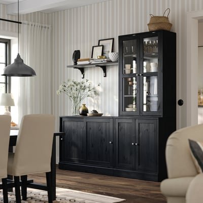 Storage combination w sliding doors, black, 202x47x212 cm - Image 2