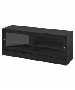 TV bench with plinth, black, 160x47x62 cm