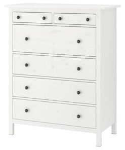 Chest of 6 drawers, white stain, 108x131 cm