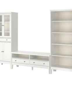 TV storage combination, glass/white, 325x40x211 cm