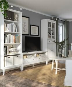 Alternative view of TV storage combination, glass/white, 325x40x211 cm