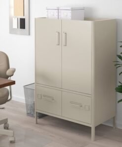 Alternative view of Cabinet with doors and drawers, beige, 80x47x119 cm