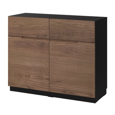 Sideboard, black/oak veneer brown stained, 120x97 cm