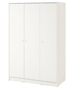 Wardrobe with 3 doors, white, 117x55x176 cm