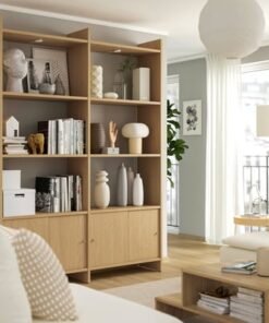 Alternative view of Storage combination w sliding doors, with 6 shelves/oak effect, 159x35x212 cm