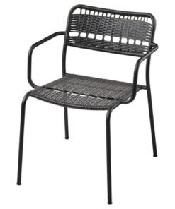 Chair with armrests, outdoor, dark grey