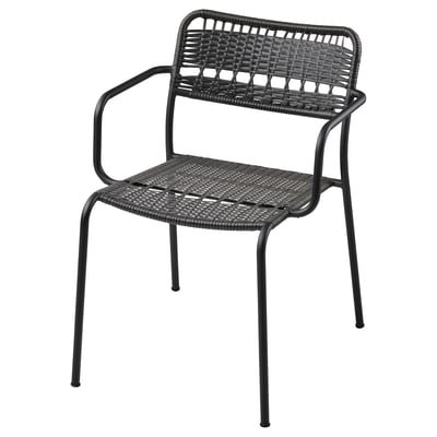 Chair with armrests, outdoor, dark grey