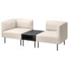 2-seat modular sofa with side table, Vissle beige/metal