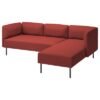 3-seat modular sofa w chaise longue, Gunnared/brown-red metal