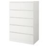 Chest of 6 drawers, white, 80x123 cm
