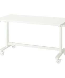 Foldable table with castors, white, 140x70 cm
