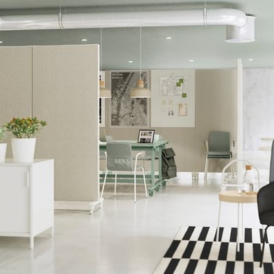 Frame w cstrs/acoustic sceen/whtbr, Gunnared beige/white, 85x205 cm - Image 2