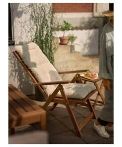 Alternative view of Reclining chair, outdoor, foldable light brown stained