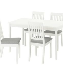 Table and 4 chairs, white/white Tibbleby beige-grey, 130x80 cm