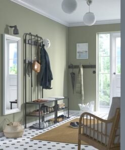 Alternative view of Coat rack and bench w shoe storage, black, 190x35x79 cm