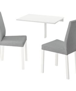Table and 2 chairs, white/Knisa light grey, 74 cm