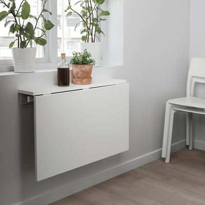 Wall-mounted drop-leaf table, white, 74x60 cm - Image 2