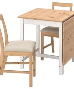 Table and 2 chairs, light brown stained white stained/Katorp light brown stained, 67/124 cm