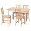 Table and 4 chairs, light brown stained white stained/light brown stained, 125 cm