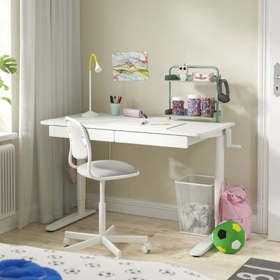 Desk combination sit/stand, white/light grey-green, 117x60 cm - Image 2