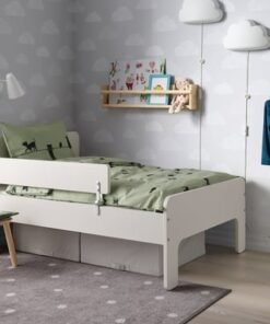 Alternative view of Ext bed frm w guard rl+slat bd base, white, 80x200 cm