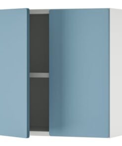 Wall cabinet, white blue/with 1 shelf, 60x32x60 cm