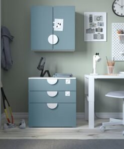 Alternative view of Wall cabinet, white blue/with 1 shelf, 60x32x60 cm