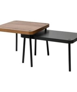 Nest of tables, set of 2, grey/walnut effect