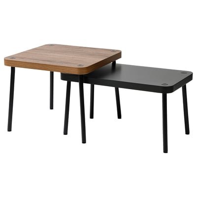 Nest of tables, set of 2, grey/walnut effect