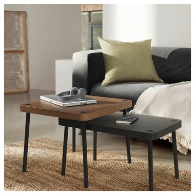 Nest of tables, set of 2, grey/walnut effect - Image 2