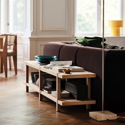 Shelving unit/bench, oak veneer, 180x41x44 cm - Image 2